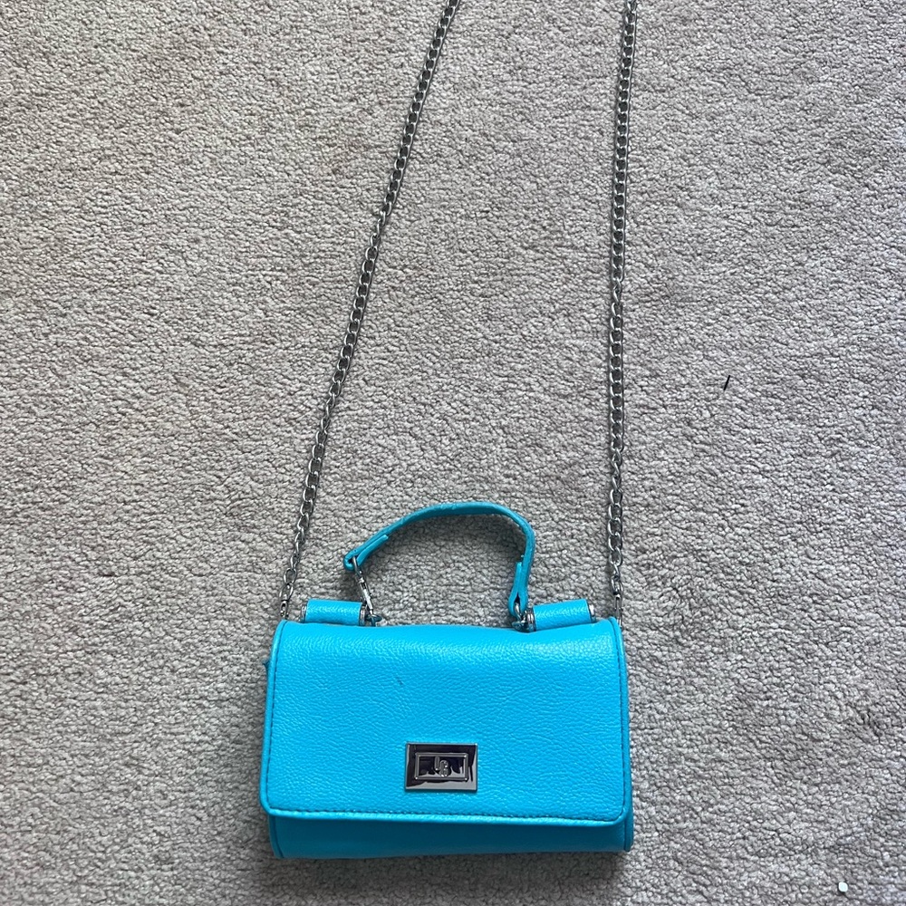 Blue LG crossbody purse